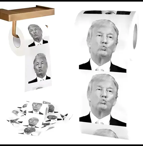 Toilet paper, printed with DJT face.