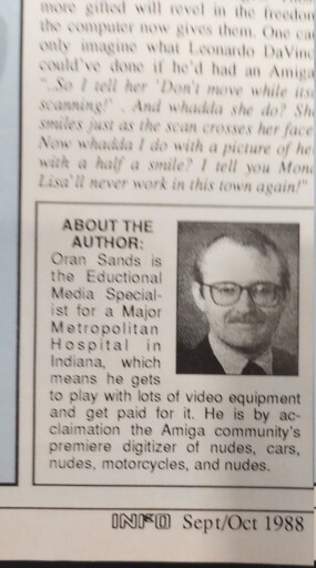 About the author bit from INFO magazine Sept/Oct 1988